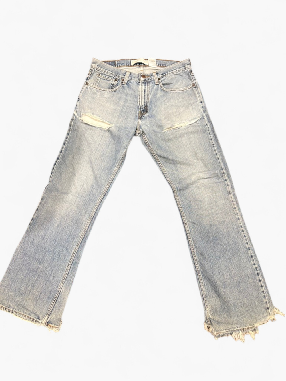 VTG 2005 Levi's 527 Distressed Faded Blue Slim Bootcut Frayed Skater Jeans 32x31